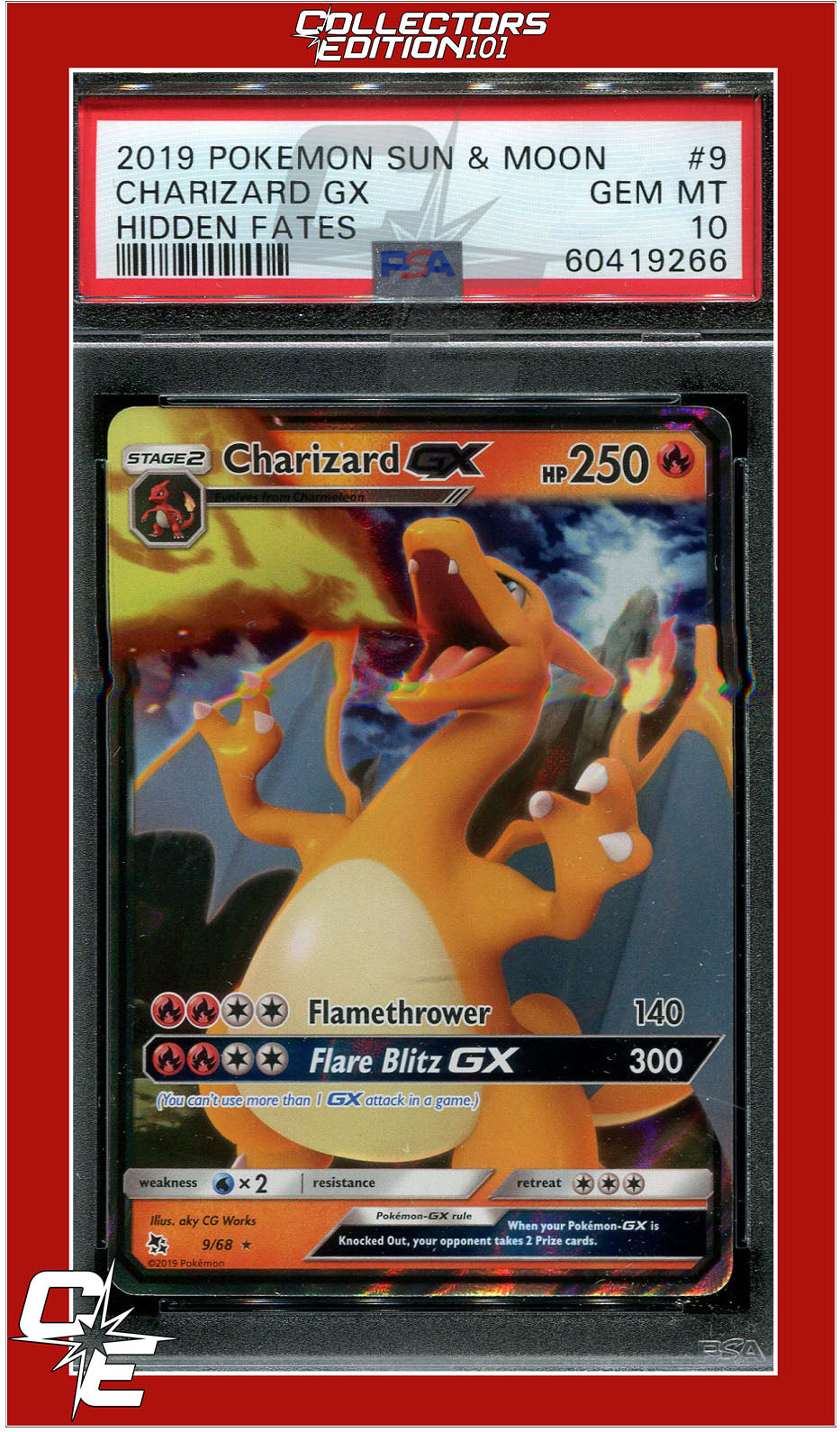 Hidden Fates 9 Charizard GX PSA 10