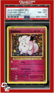 Evolutions 63 Clefairy Holo PSA 8