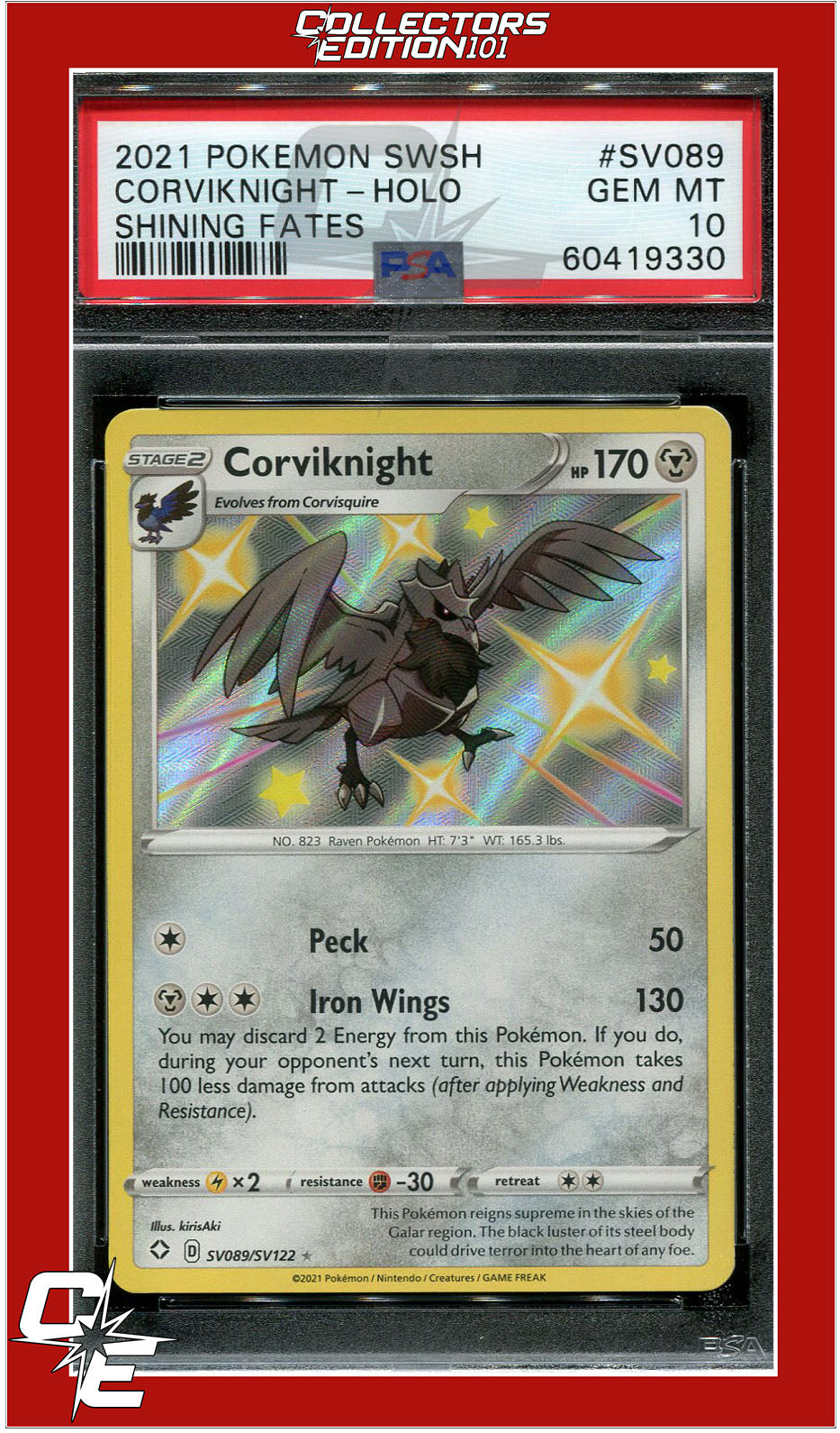 Shining Fates SV089 Corviknight Holo PSA 10