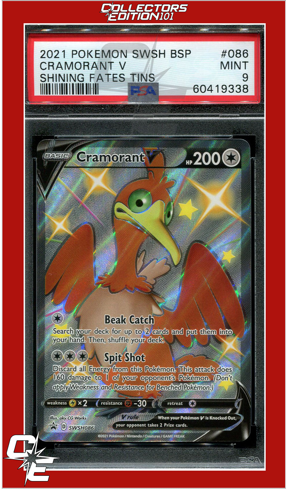 SWSH Black Star Promo 086 Cramorant V PSA 9