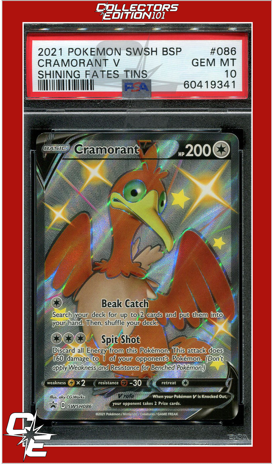 SWSH Black Star Promo 086 Cramorant V PSA 10