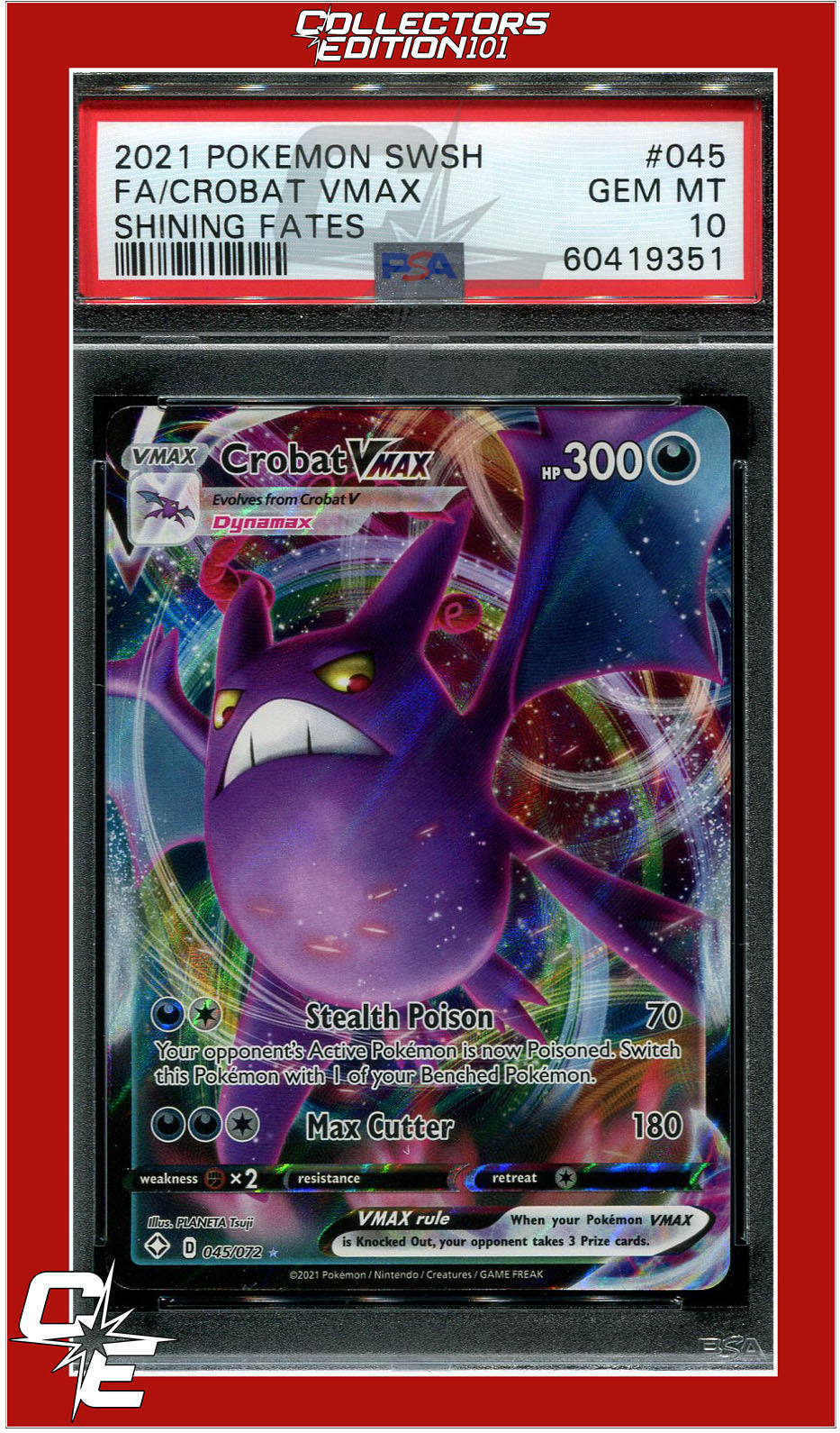 Shining Fates 045 Full Art Crobat VMAX PSA 10