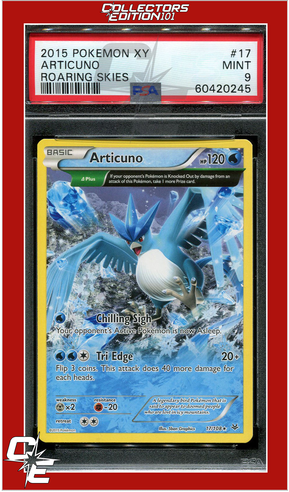 Roaring Skies 17 Articuno PSA 9