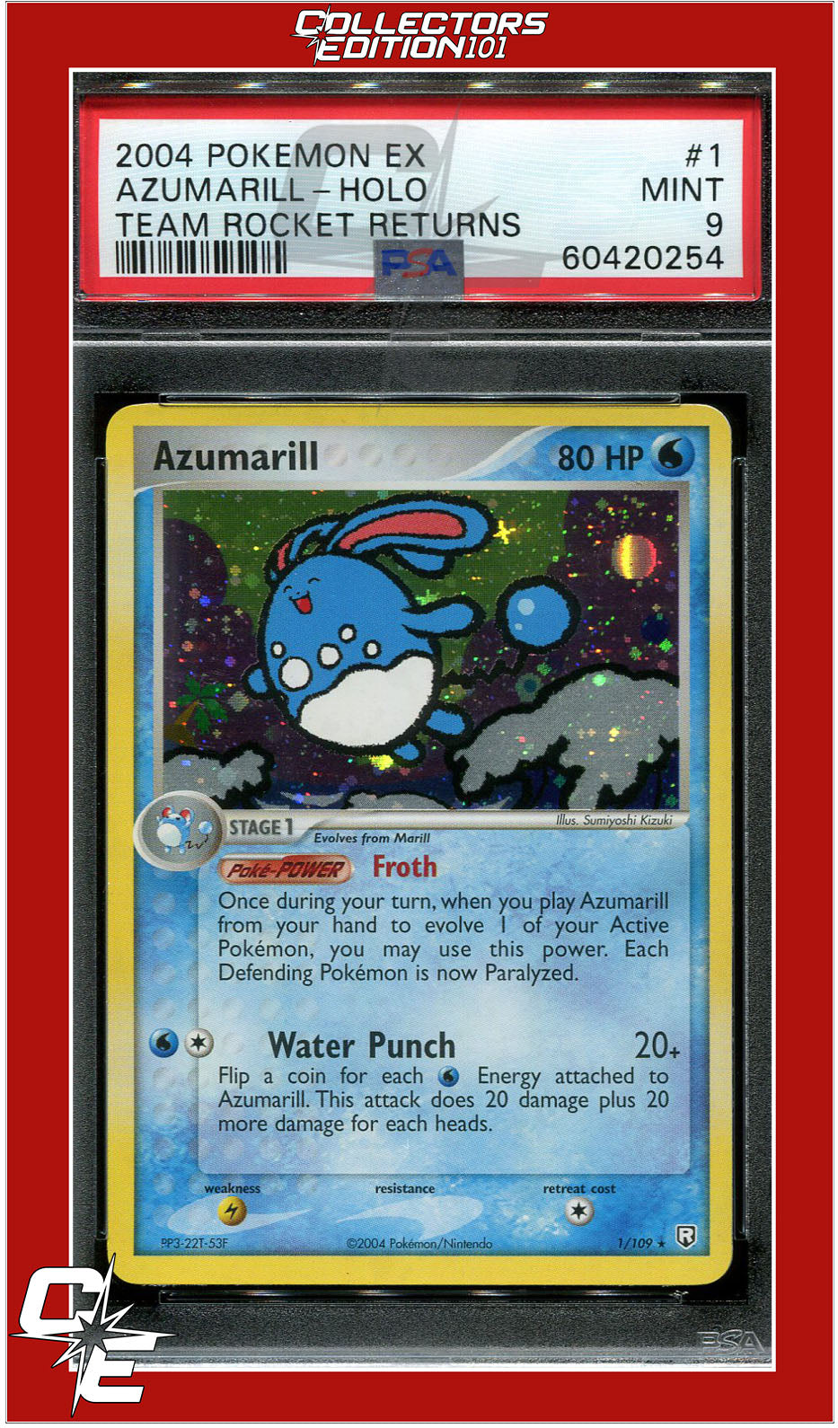 EX Team Rocket Returns 1 Azumarill Holo PSA 9