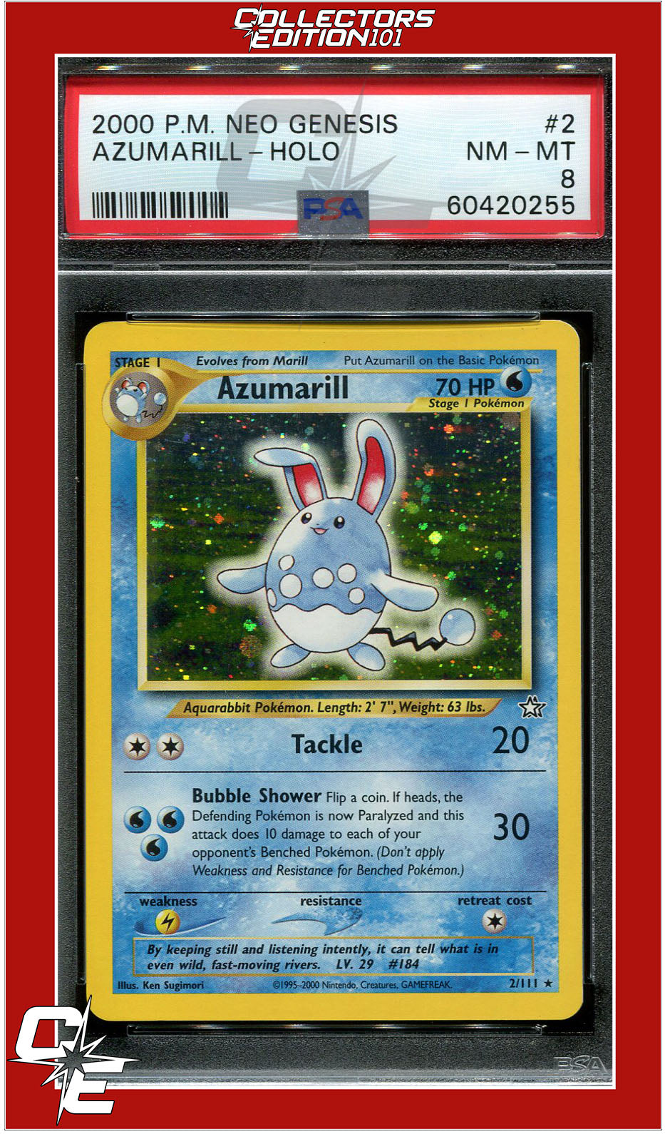 Neo Genesis 2 Azumarill Holo PSA 8