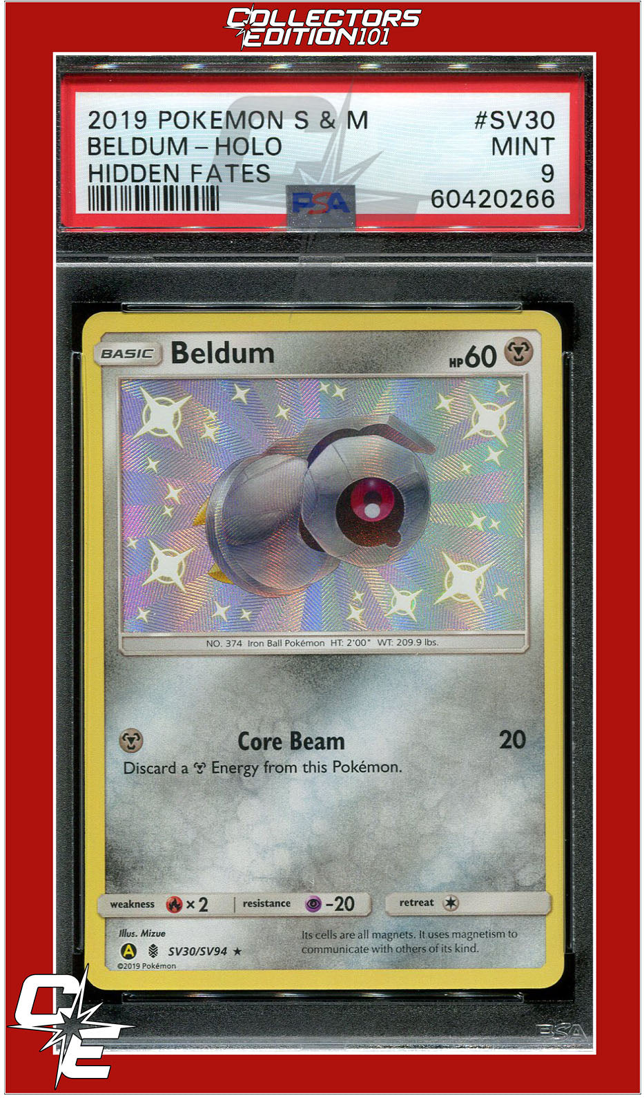 Hidden Fates SV30 Beldum Holo PSA 9