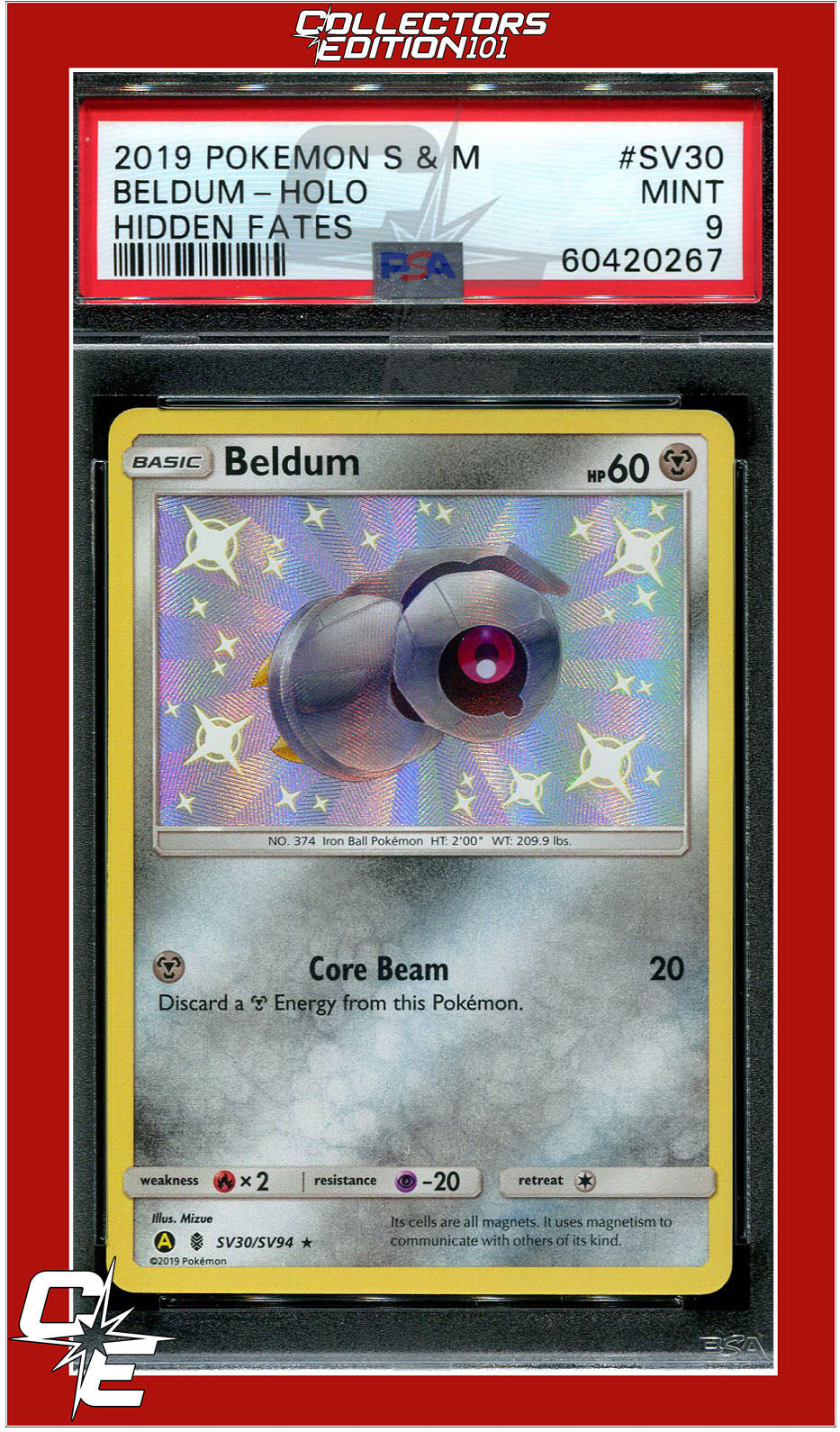 Hidden Fates SV30 Beldum Holo PSA 9