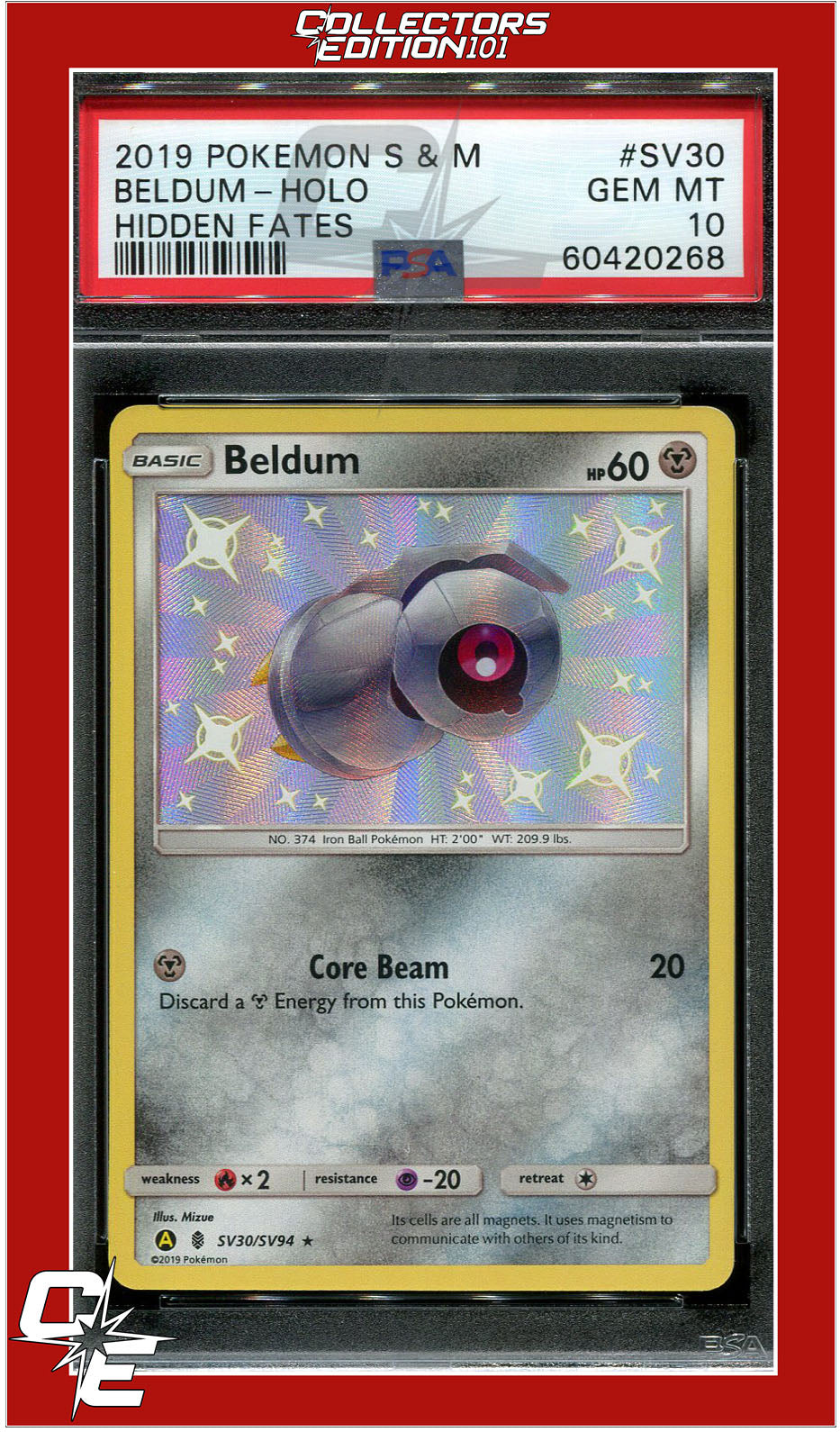 Hidden Fates SV30 Beldum Holo PSA 10