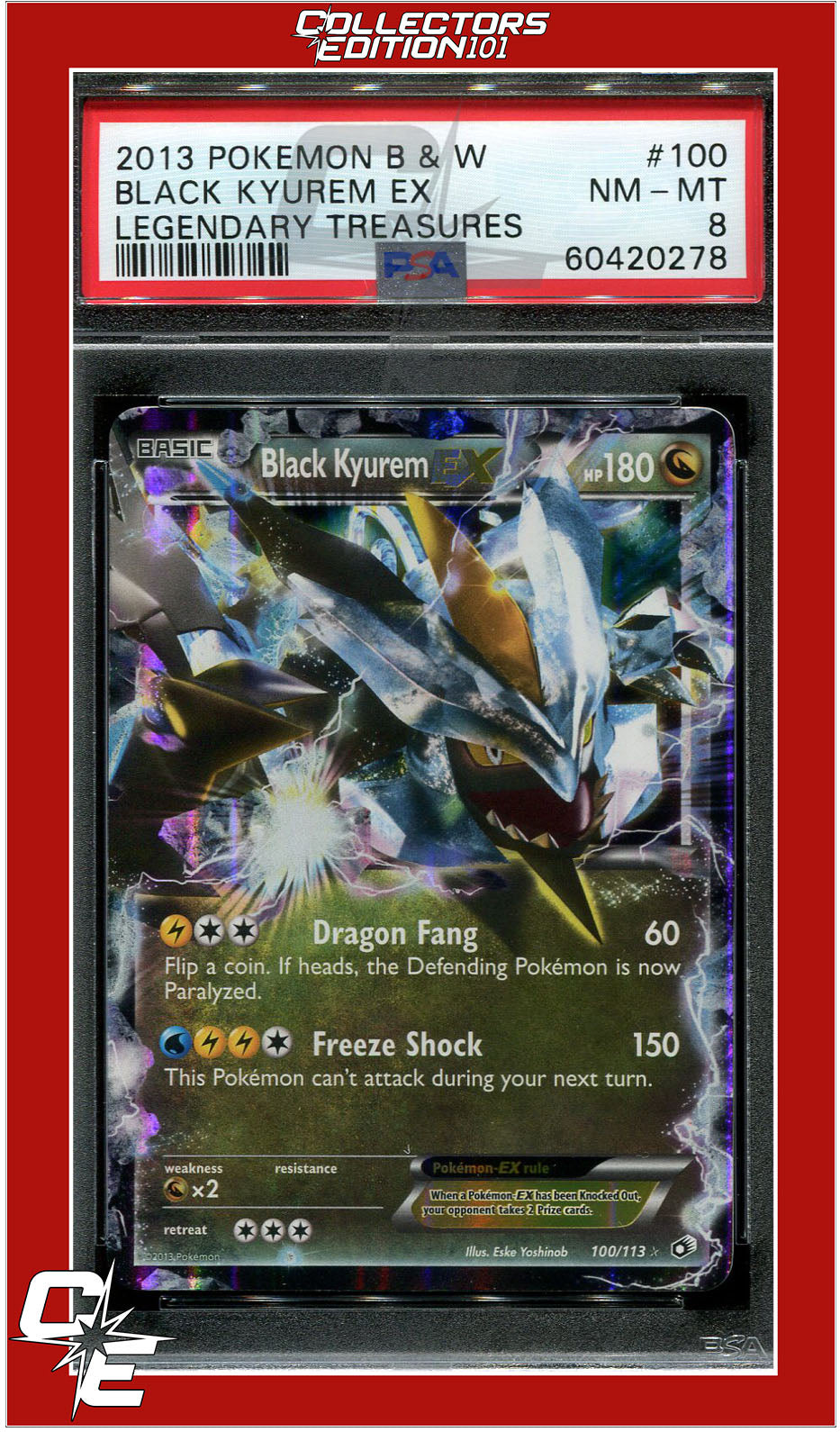 Legendary Treasures 100 Black Kyurem EX PSA 8