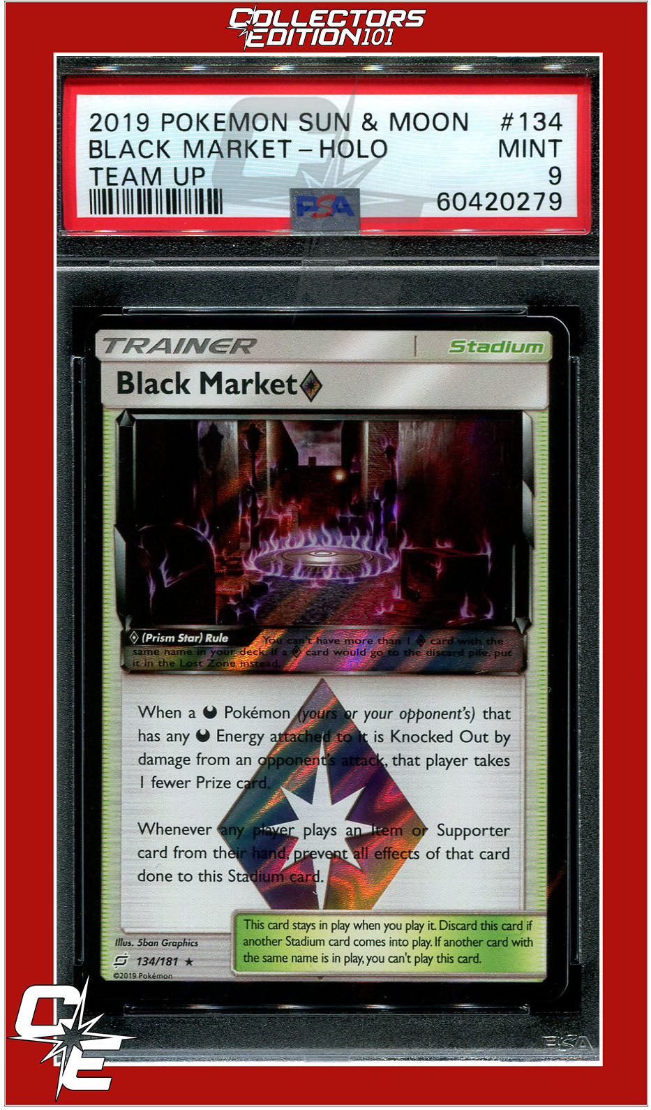 Team Up 134 Black Market Holo PSA 9