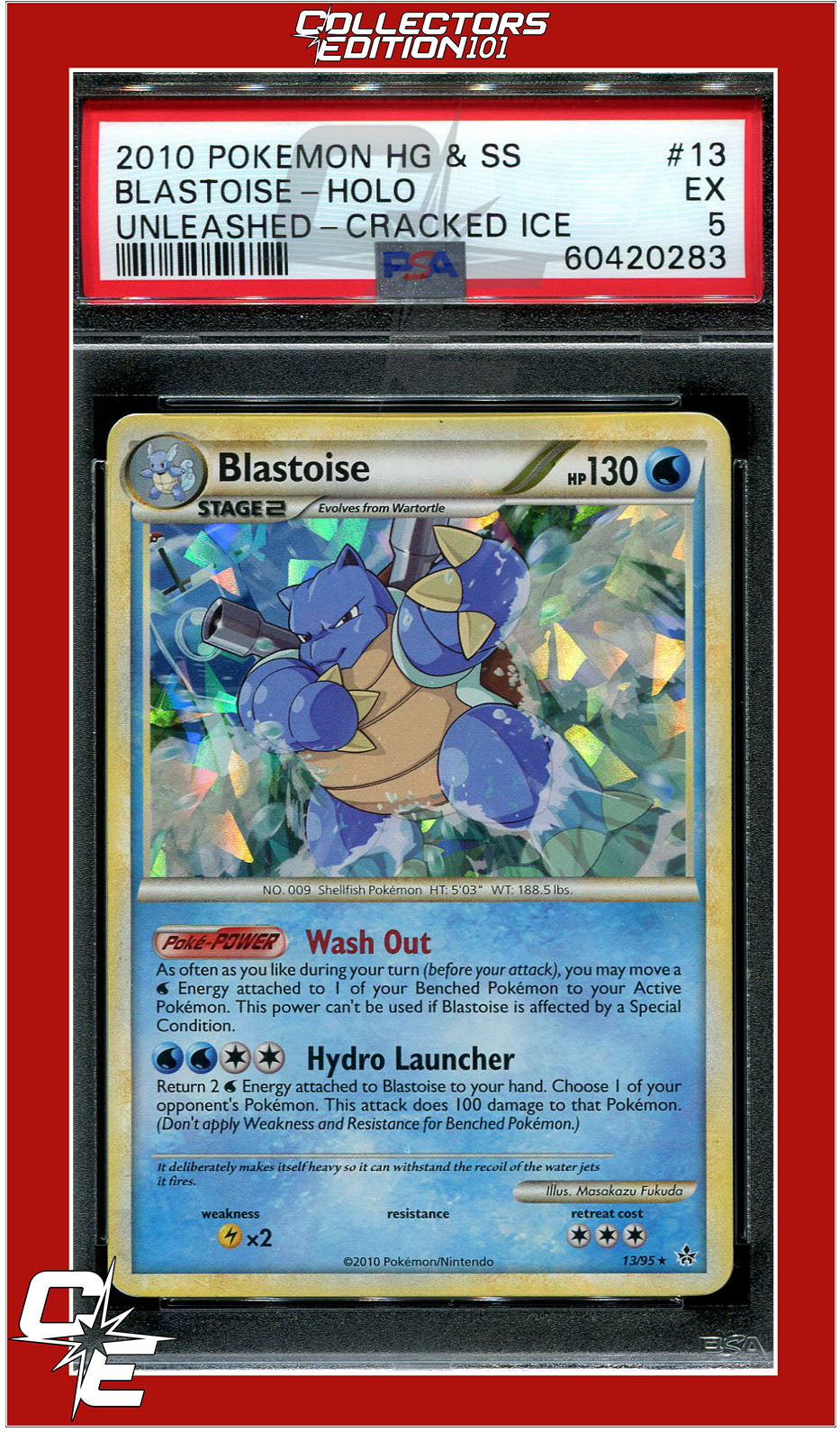 Unleashed 13 Blastoise Holo Cracked Ice PSA 5