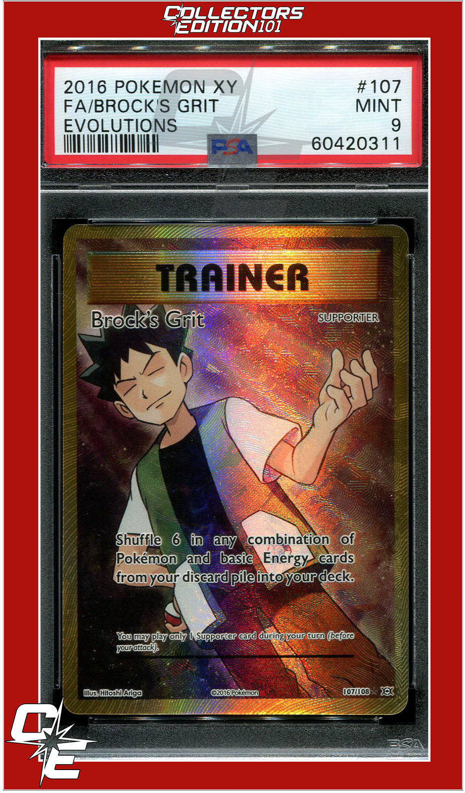 Evolutions 107 Full Art Brock's Grit PSA 9