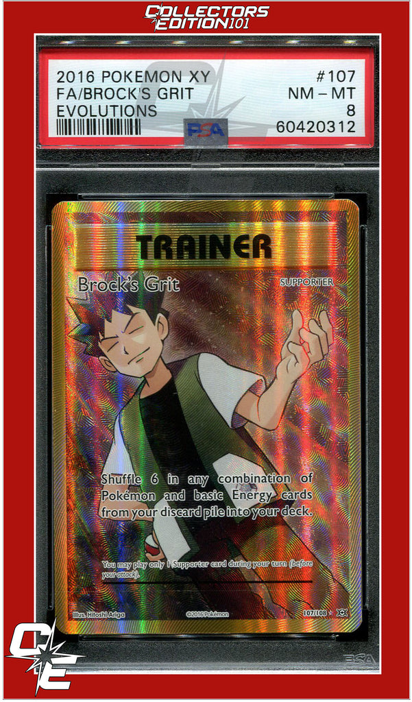 Evolutions 107 Full Art Brock's Grit PSA 8 | Collectors Edition 101 Evolutions 107 Full Art Brock's Grit PSA 8 | Collectors Edition 101