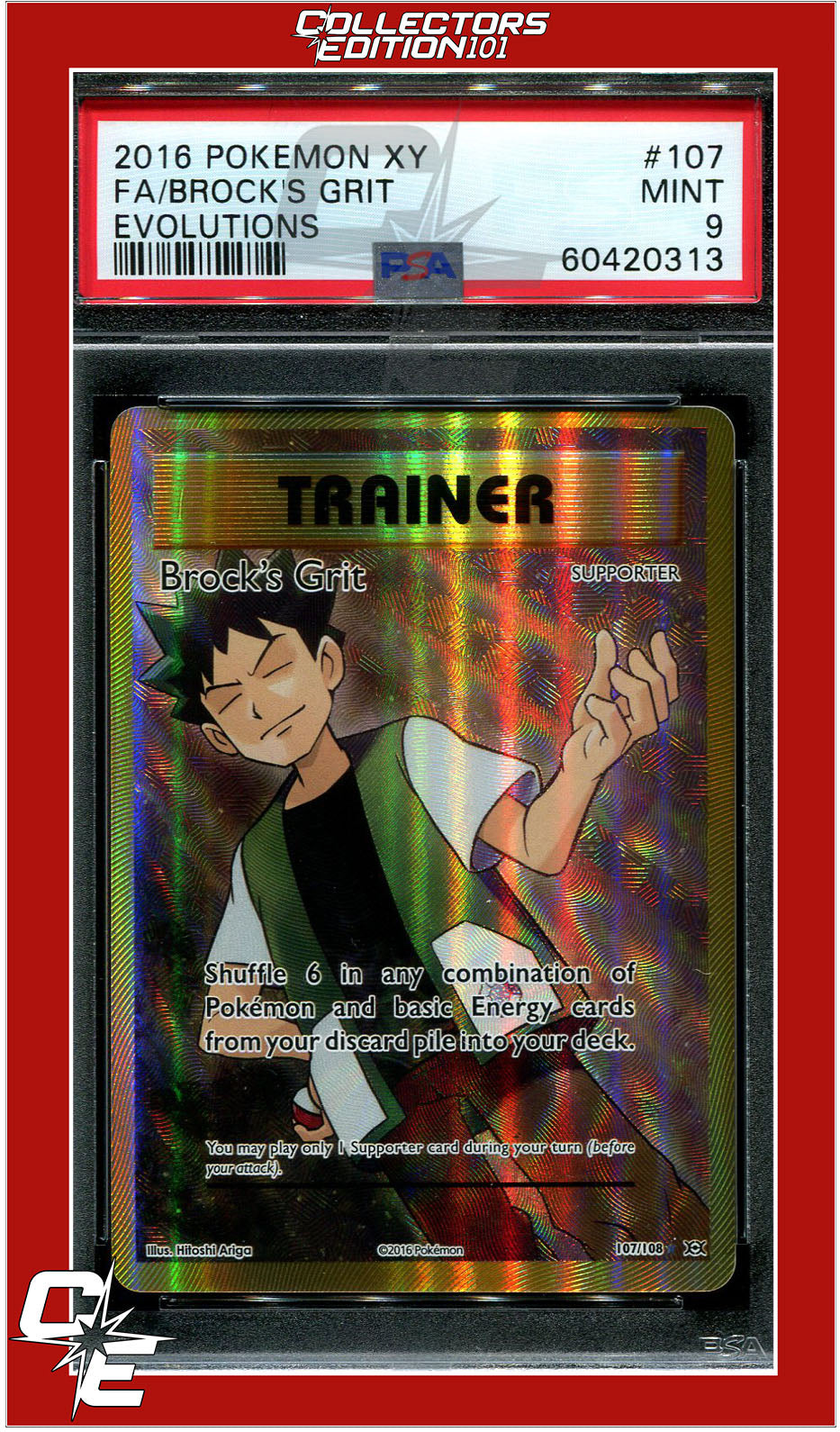 Evolutions 107 Full Art Brock's Grit PSA 9