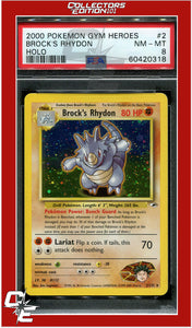 Gym Heroes 2 Brock's Rhydon Holo PSA 8