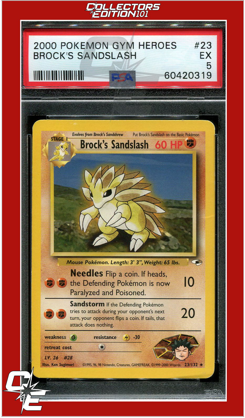 Gym Heroes 23 Brock's Sandslash PSA 5