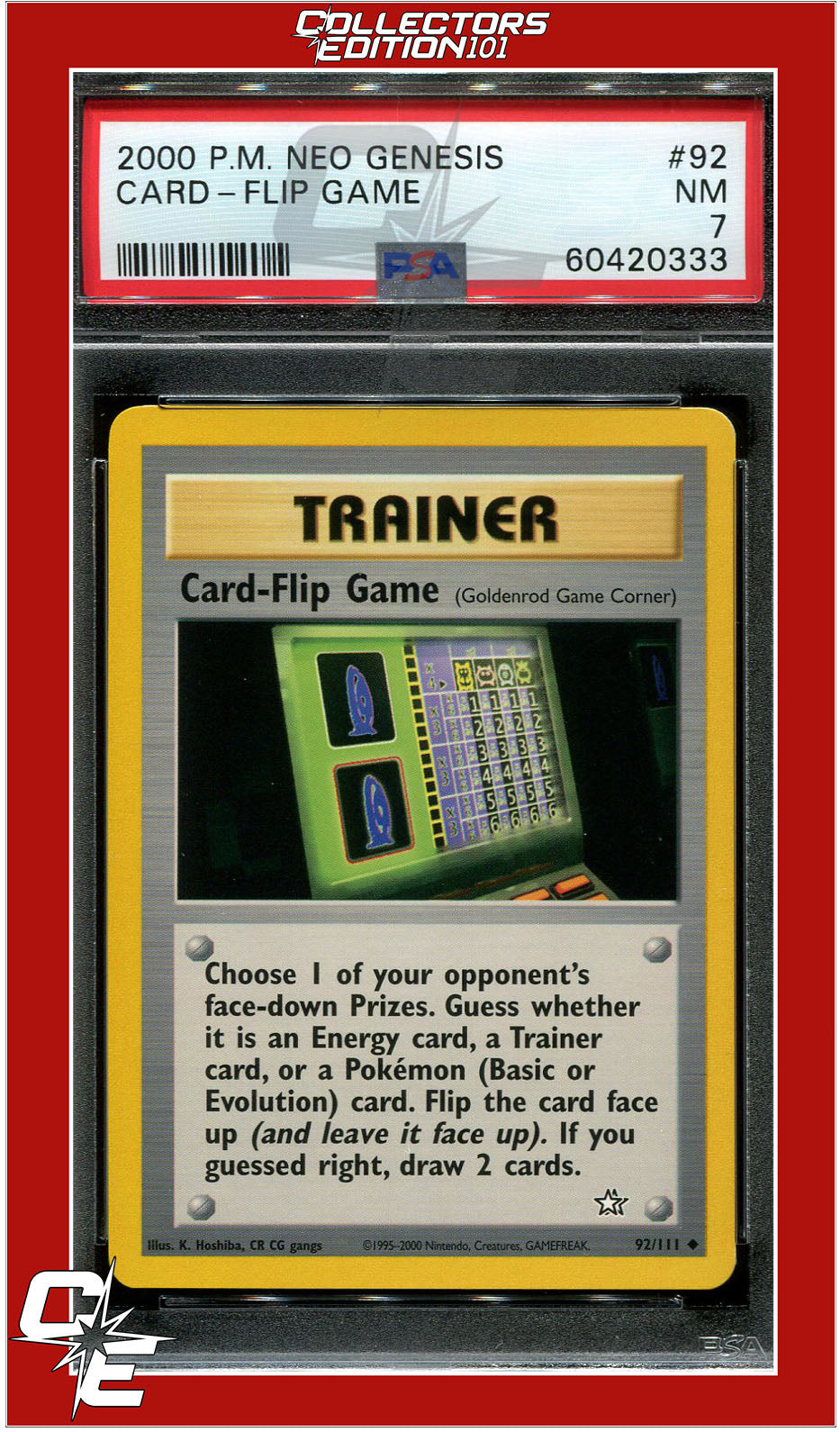 Neo Genesis 92 Card-Flip Game PSA 7