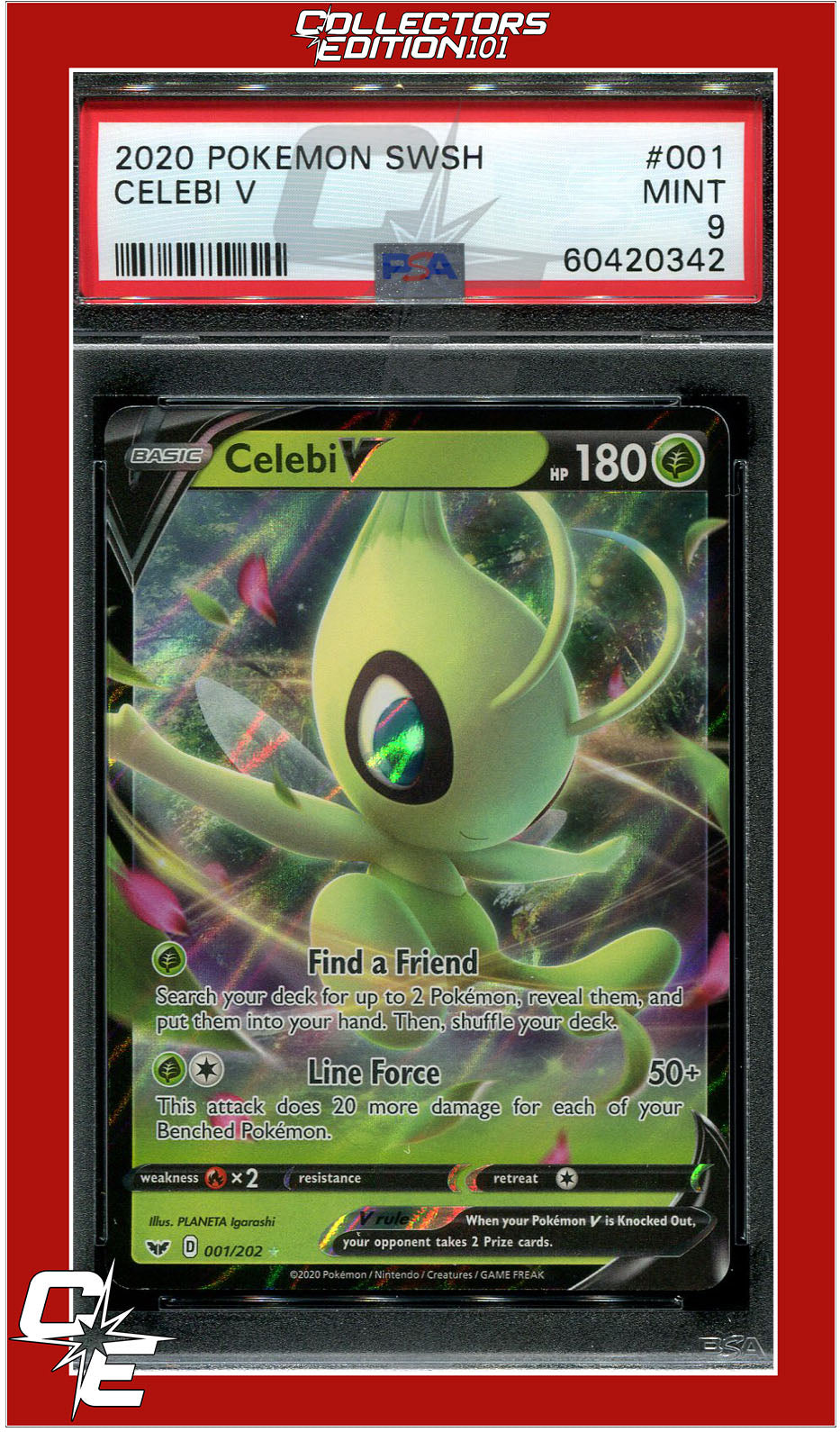 celebi pokemon card Sword & Shield 001 Celebi V PSA 9