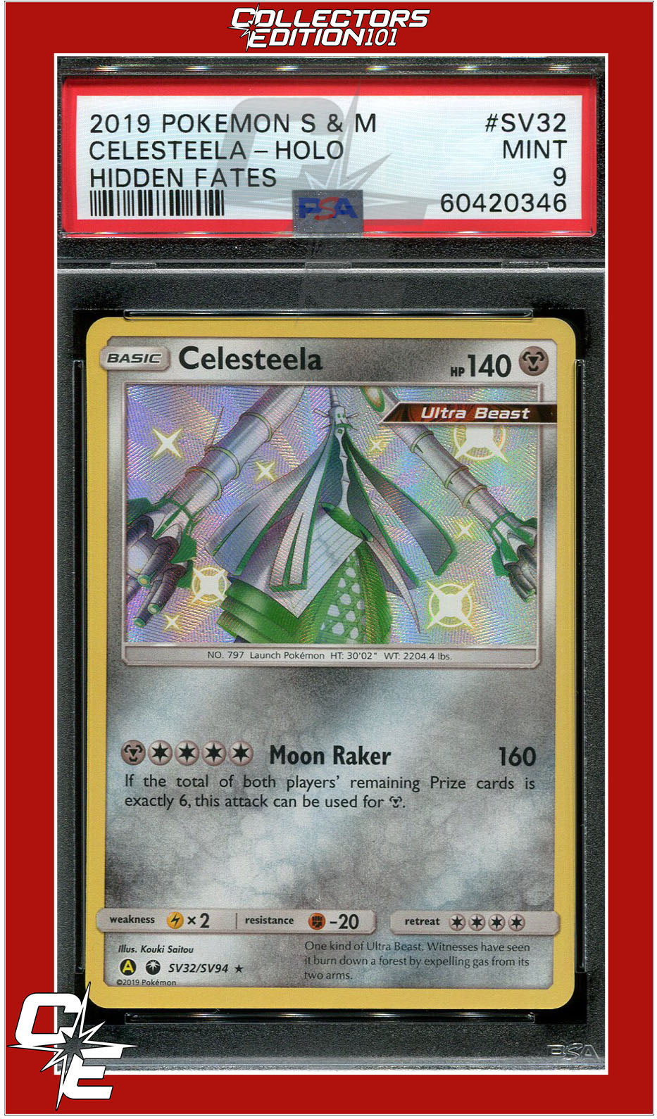 Hidden Fates SV32 Celesteela Holo PSA 9