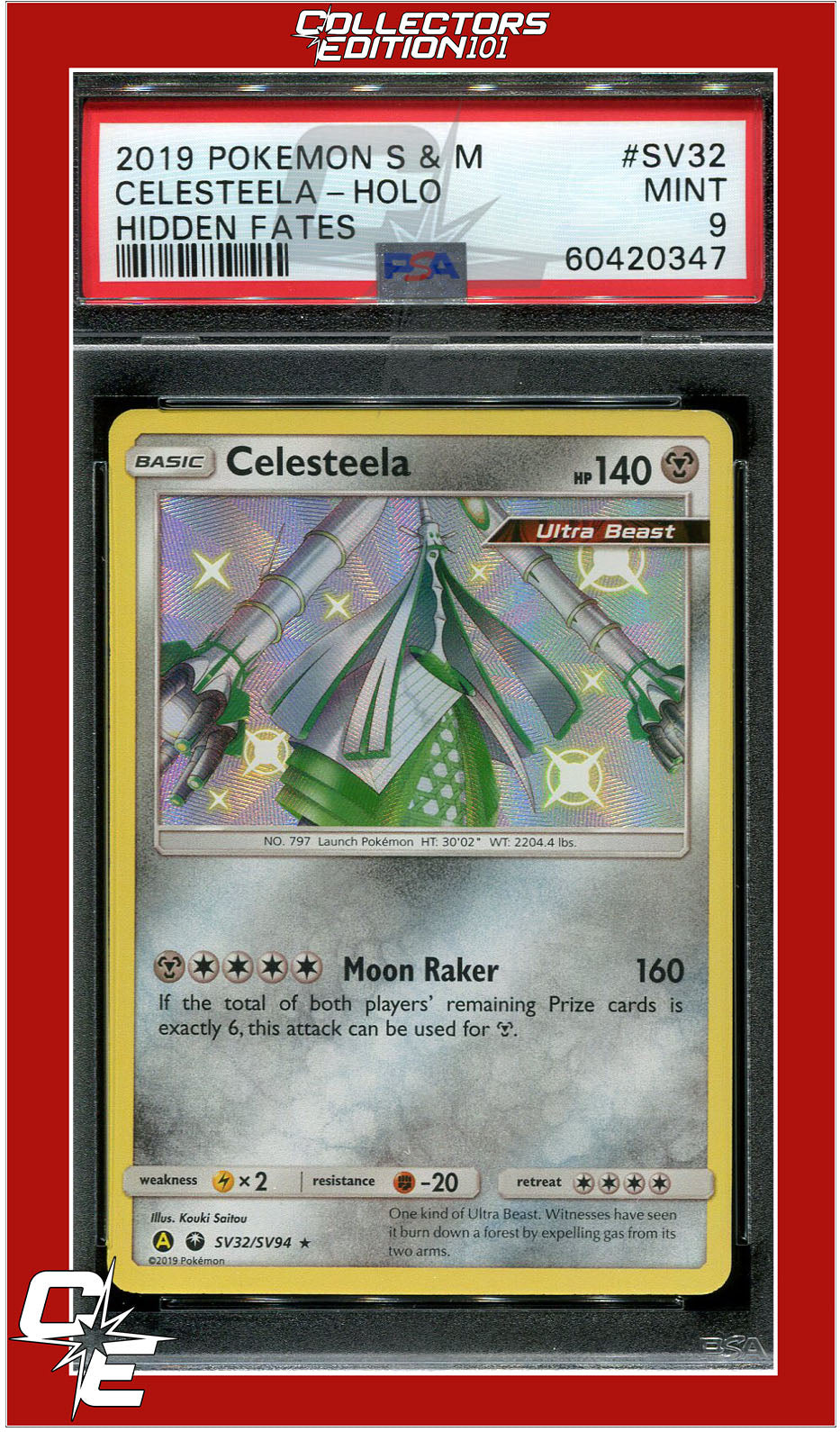 Hidden Fates SV32 Celesteela Holo PSA 9