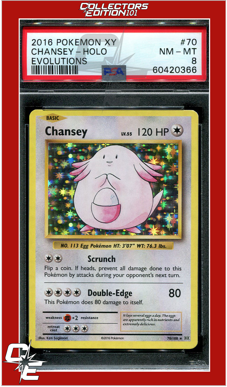 Evolutions 70 Chansey Holo PSA 8