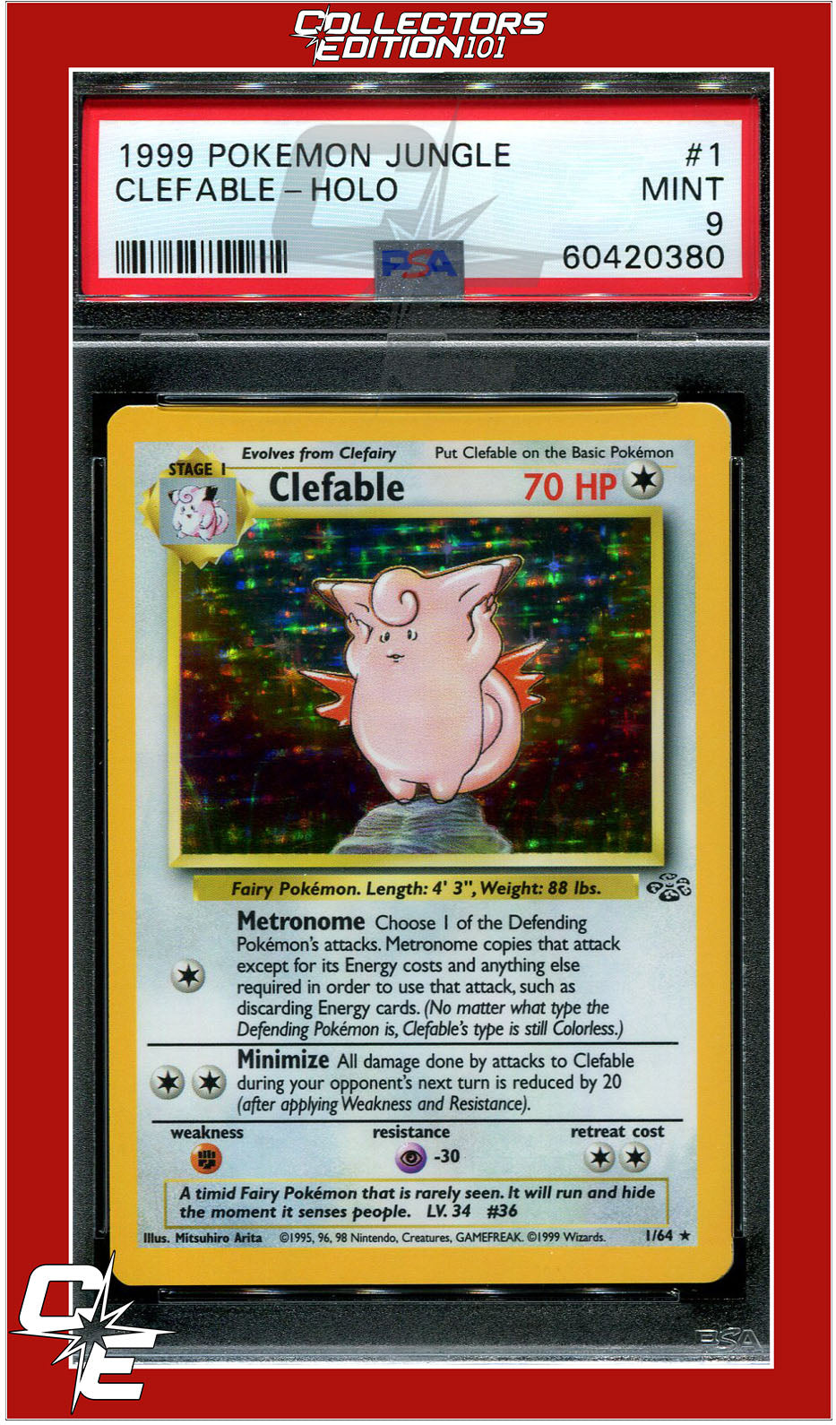 Pokémon: 1st Edition 2024 Holo Clefable PSA 9