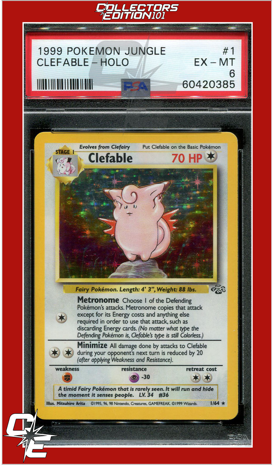 Jungle 1 Clefable Holo PSA 6