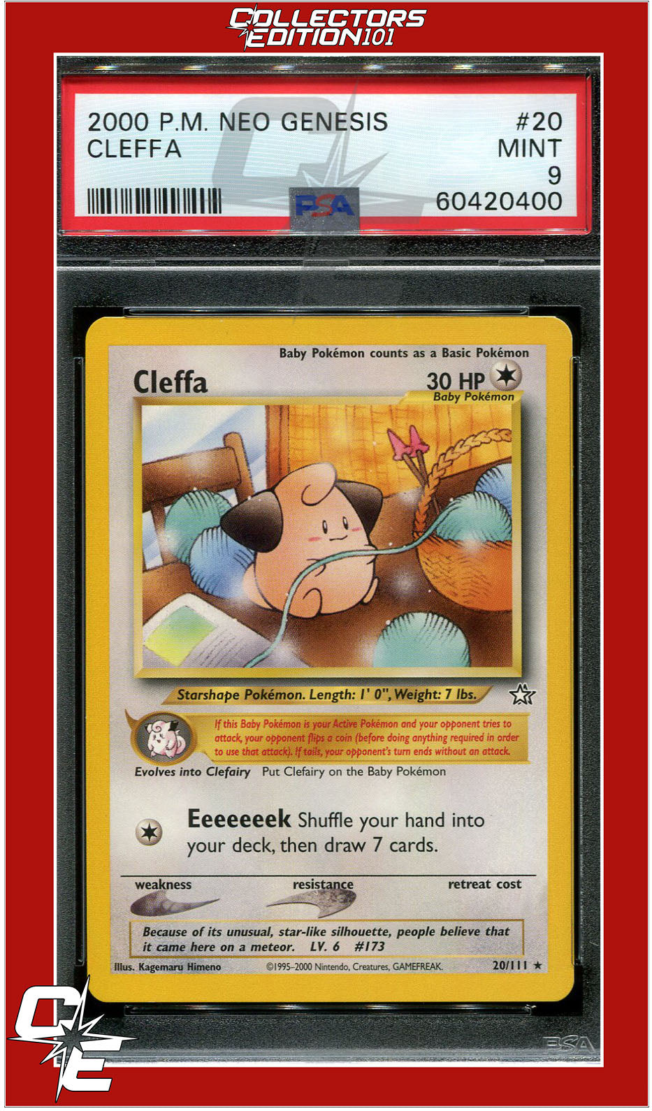 Neo Genesis 20 Cleffa PSA 9