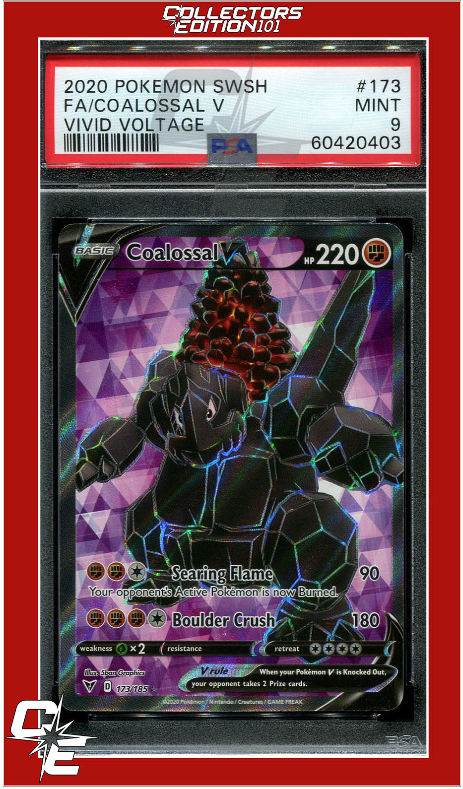 Vivid Voltage 173 Full Art Coalossal V PSA 9