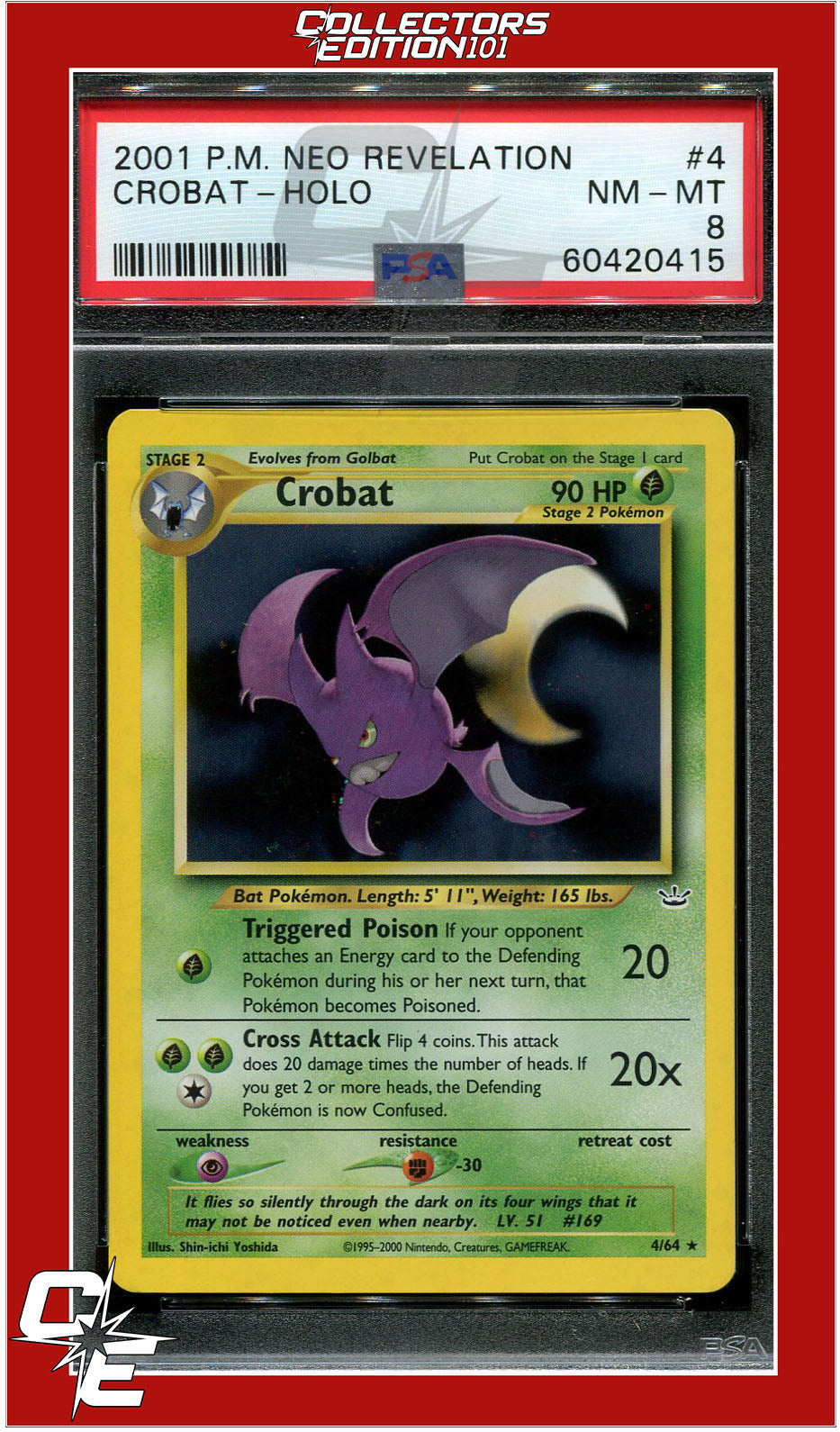 Neo Revelation 4 Crobat Holo PSA 8