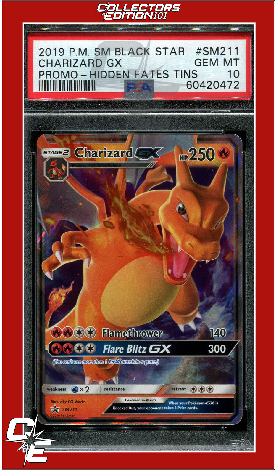 SM Black Star Promo SM211 Charizard GX PSA 10