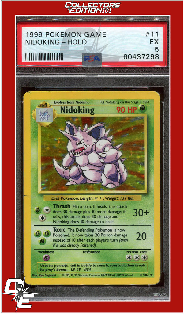 nidoking holographic pokemon card value Base Set 11 Nidoking Holo PSA 5