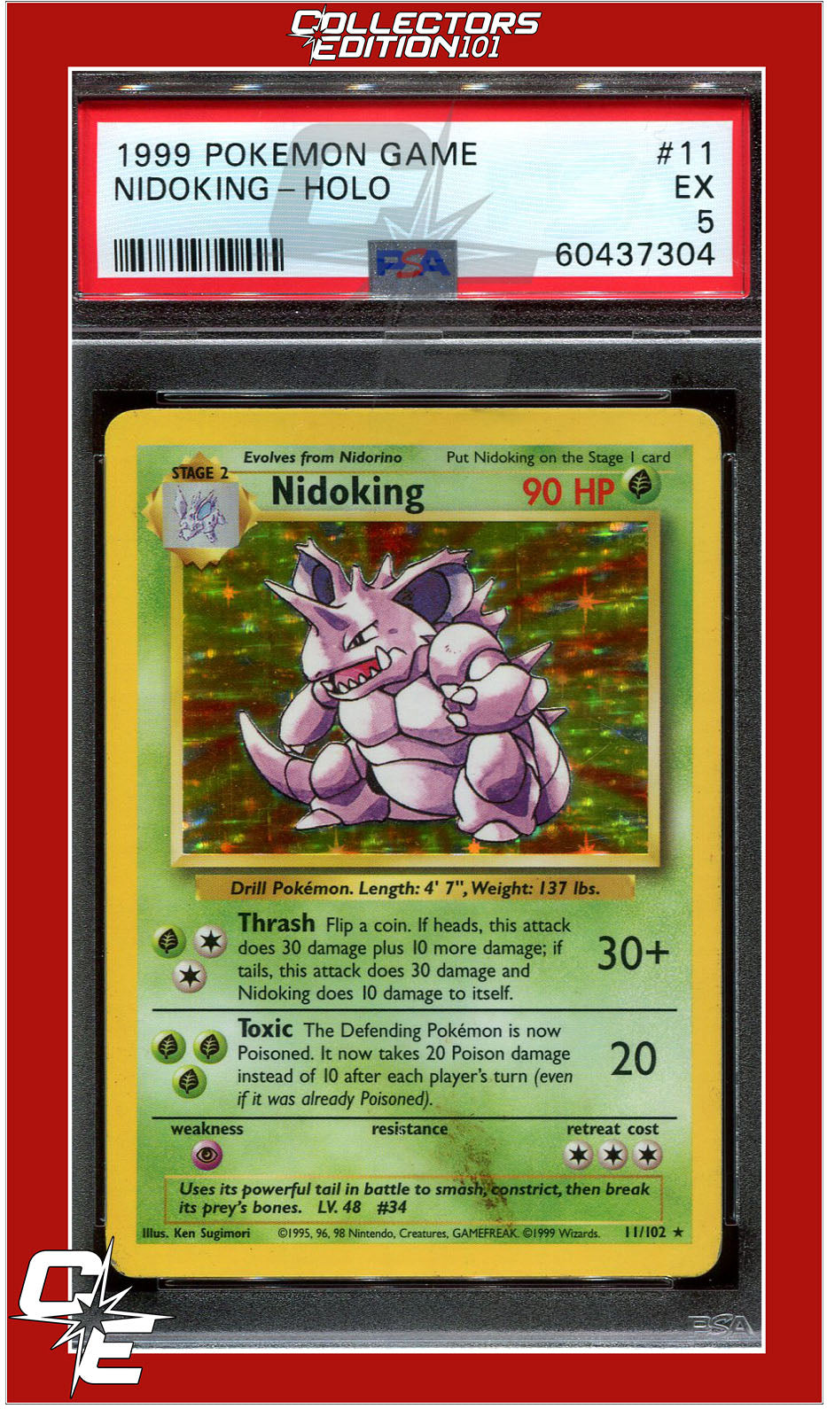 Base Set 11 Nidoking Holo PSA 5