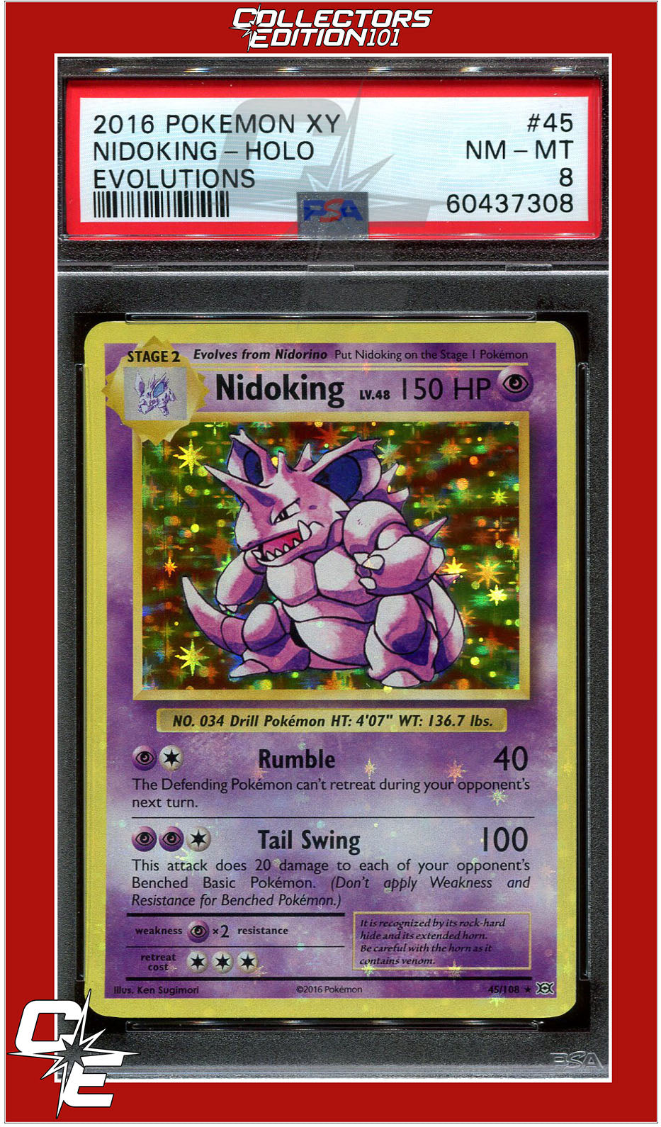 Evolutions 45 Nidoking Holo PSA 8