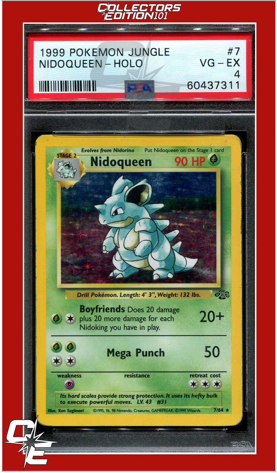 Jungle 7 Nidoqueen Holo PSA 4