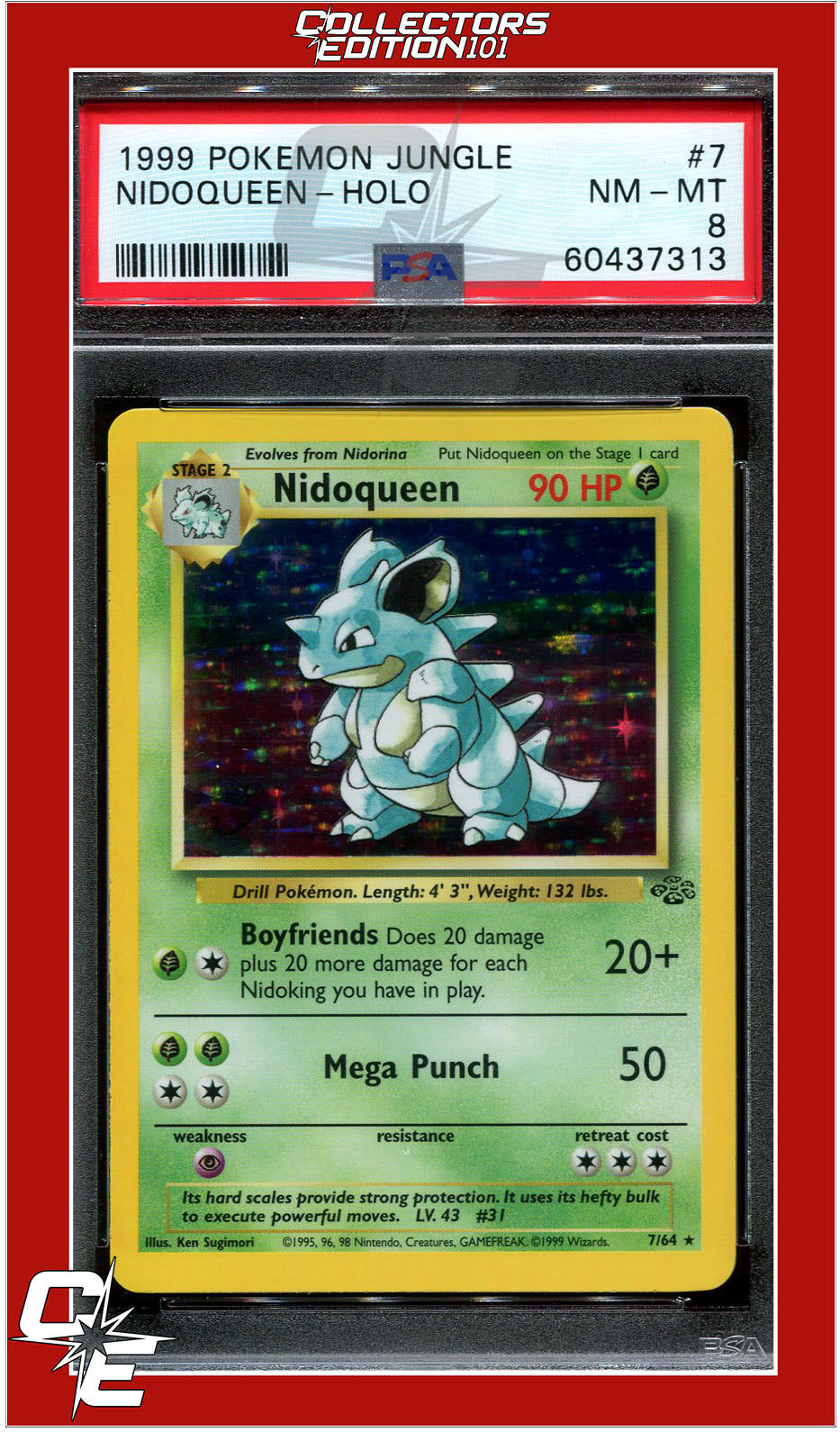 Jungle 7 Nidoqueen Holo PSA 8