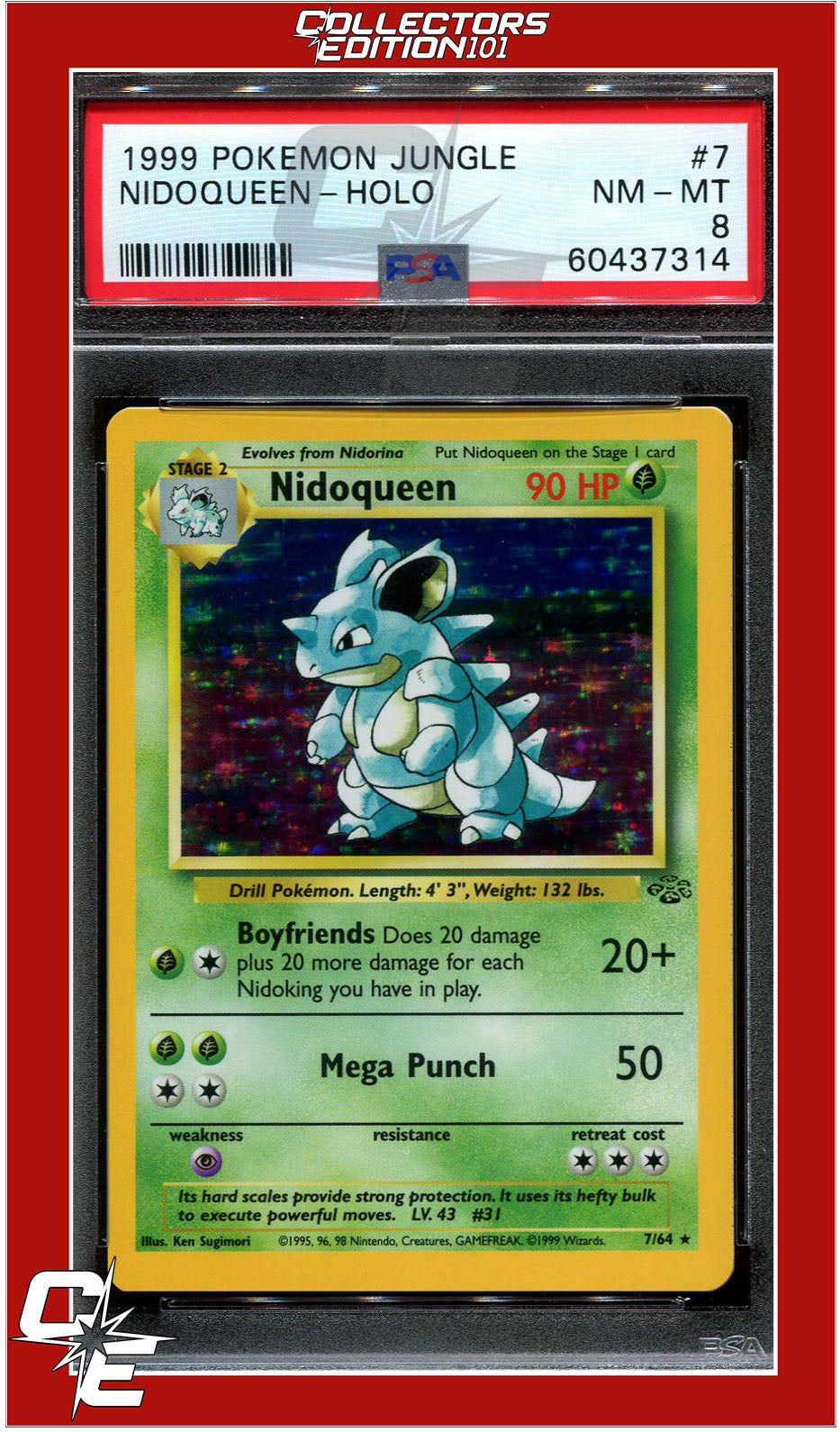 Jungle 7 Nidoqueen Holo PSA 8