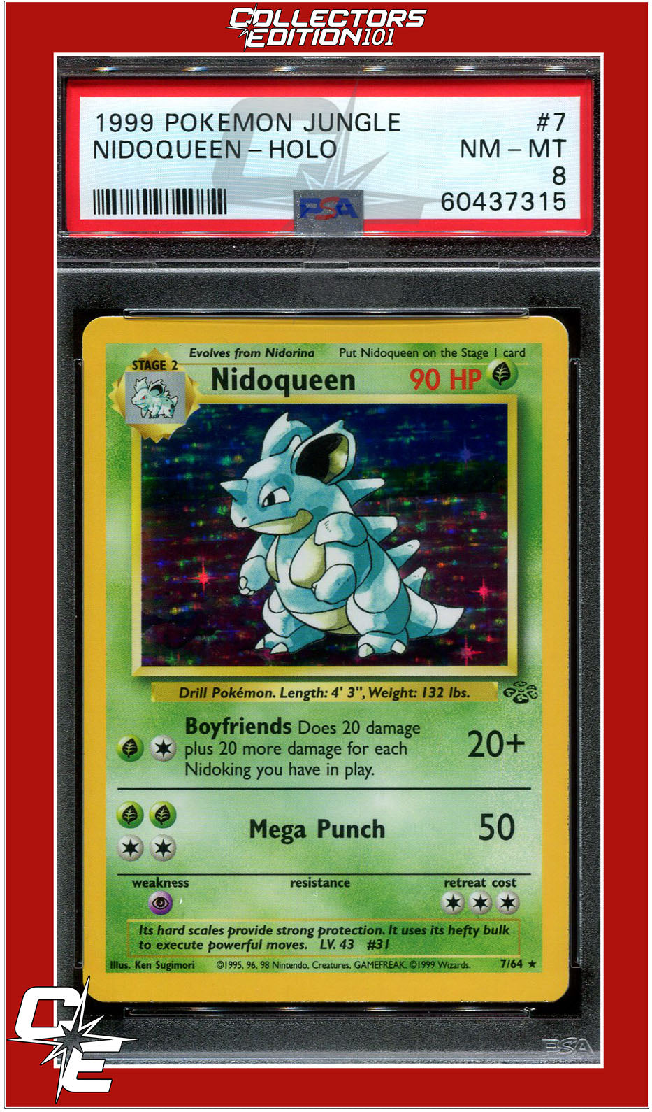 Jungle 7 Nidoqueen Holo PSA 8