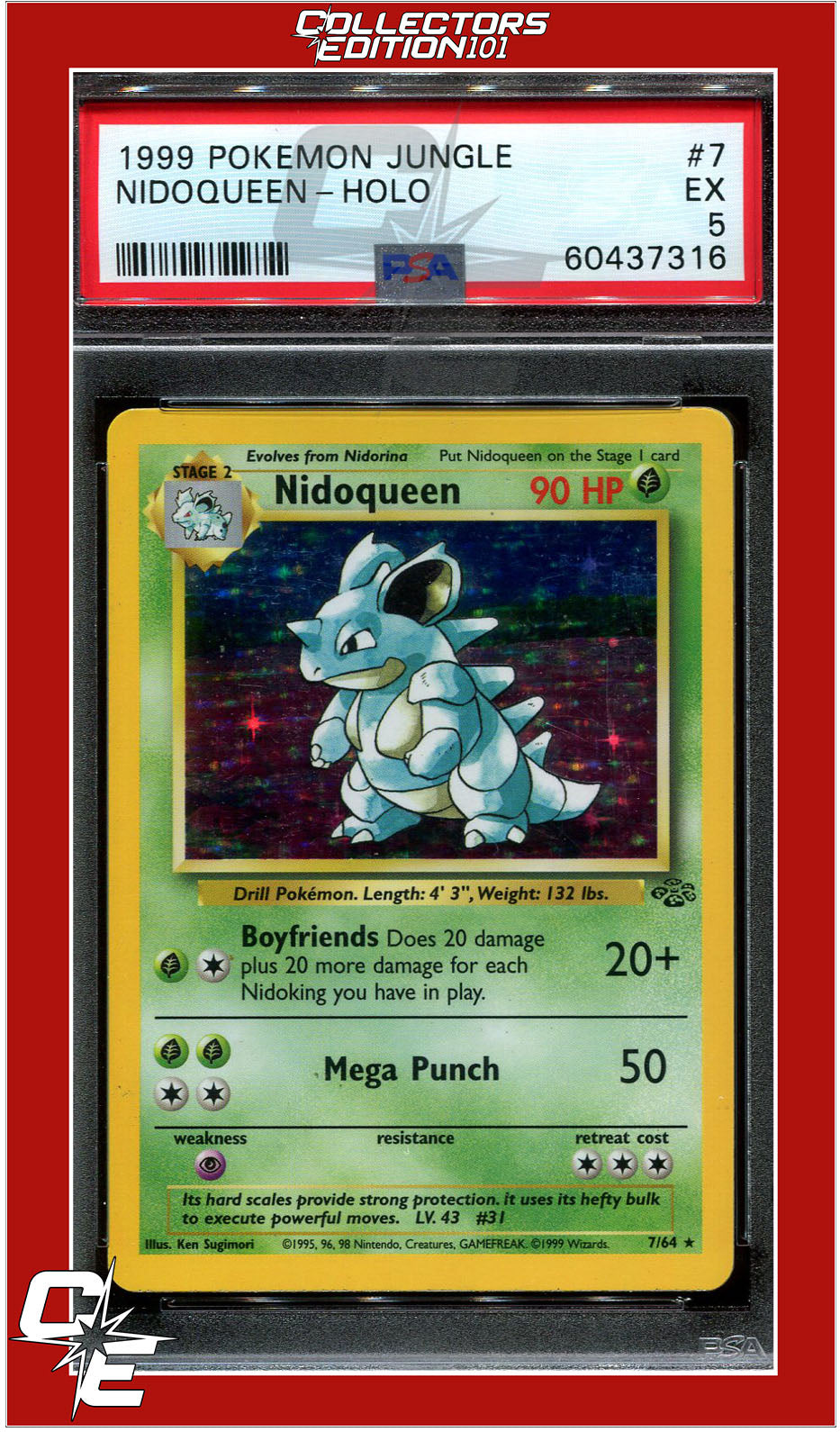 Jungle 7 Nidoqueen Holo PSA 5