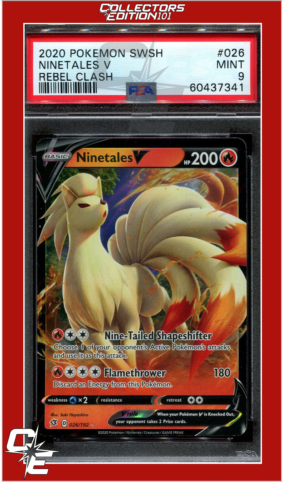 Rebel Clash 026 Ninetales V PSA 9