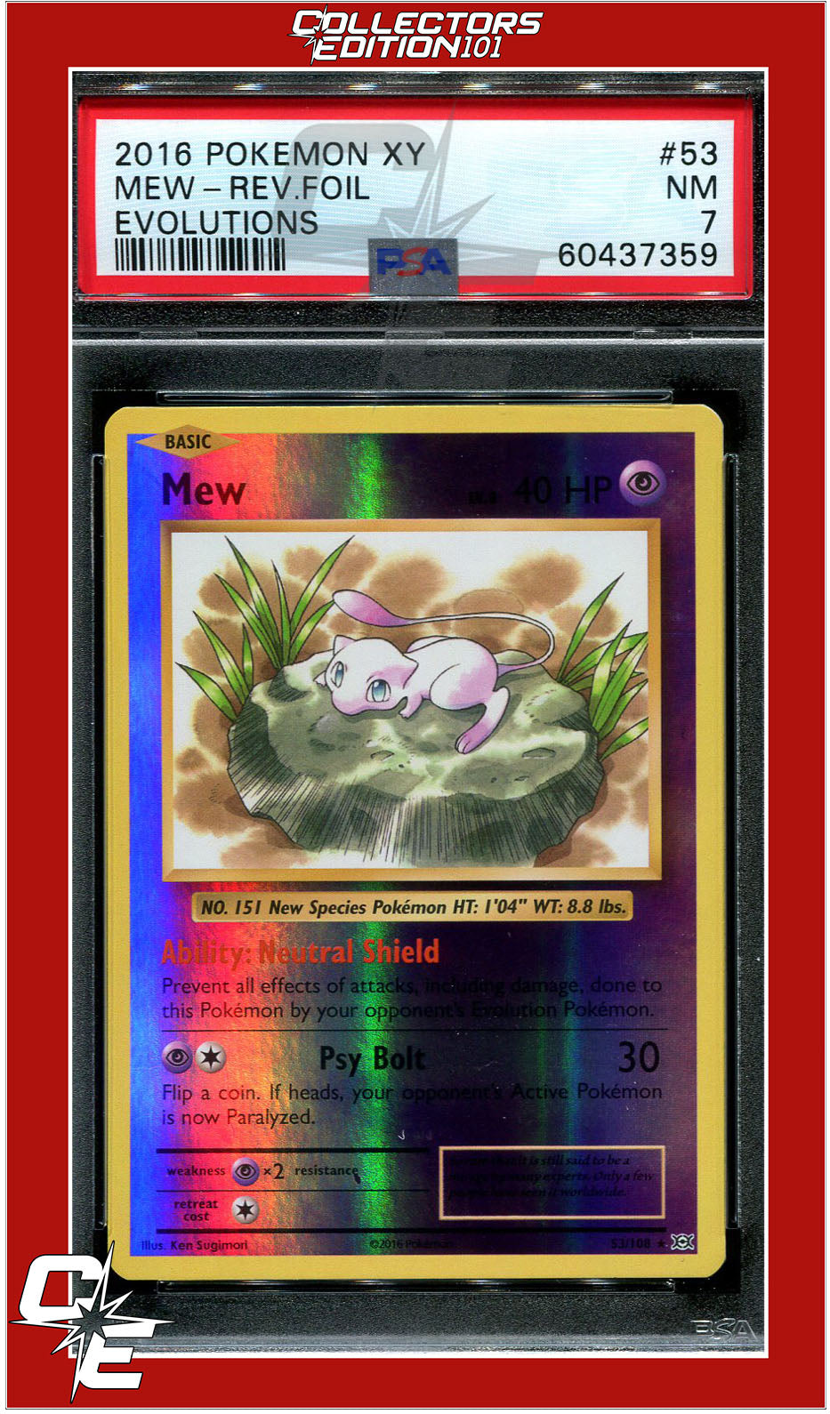 Evolutions 53 Mew Reverse Foil PSA 7