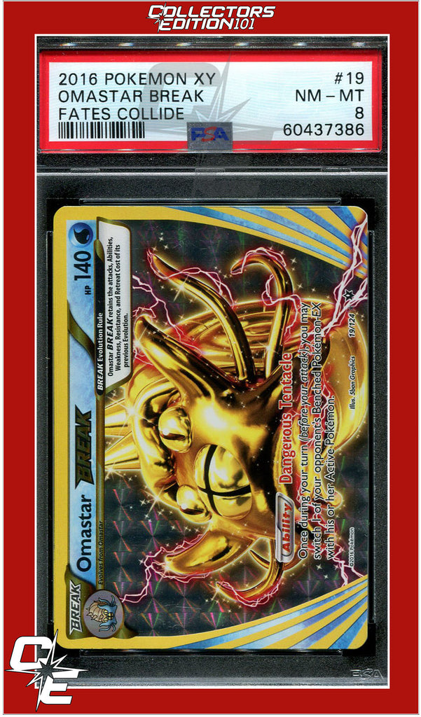 Fates Collide 19 Omastar Break PSA 8 | Collectors Edition 101 Fates Collide 19 Omastar Break PSA 8 | Collectors Edition 101