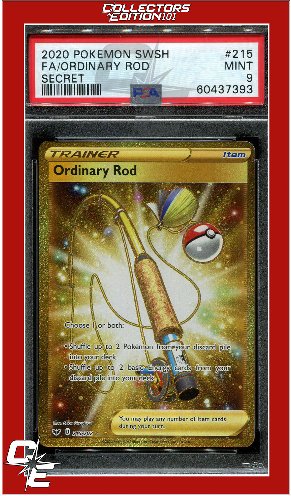 Sword & Shield 215 Full Art Ordinary Rod Secret PSA 9