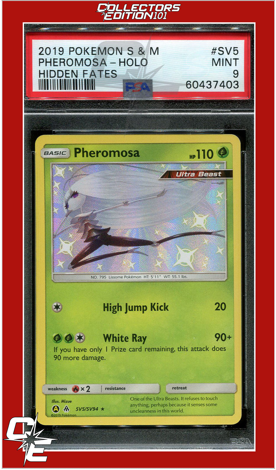 Hidden Fates SV5 Pheromosa Holo PSA 9