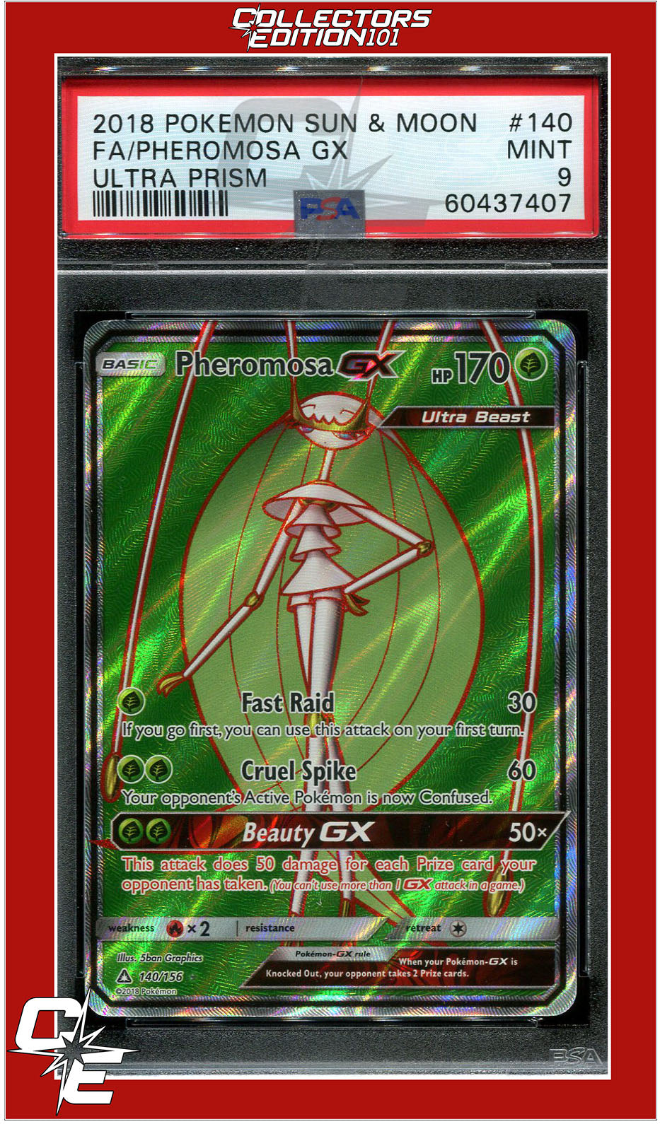 Ultra Prism 140 Full Art Pheromosa GX PSA 9