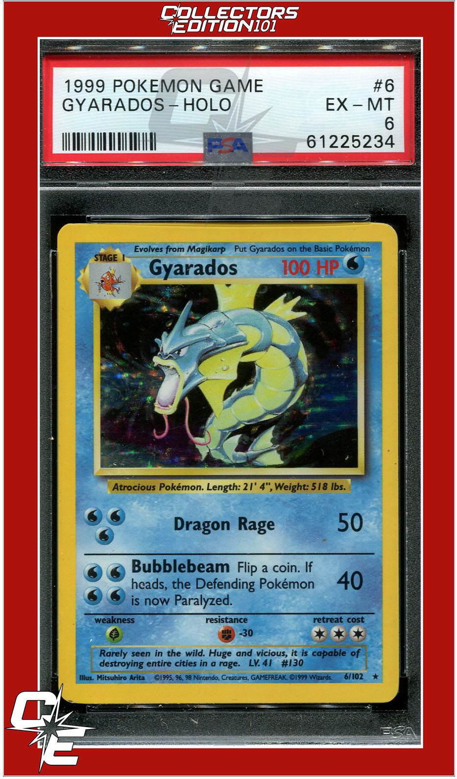 Base Set 6 Gyarados Holo PSA 6