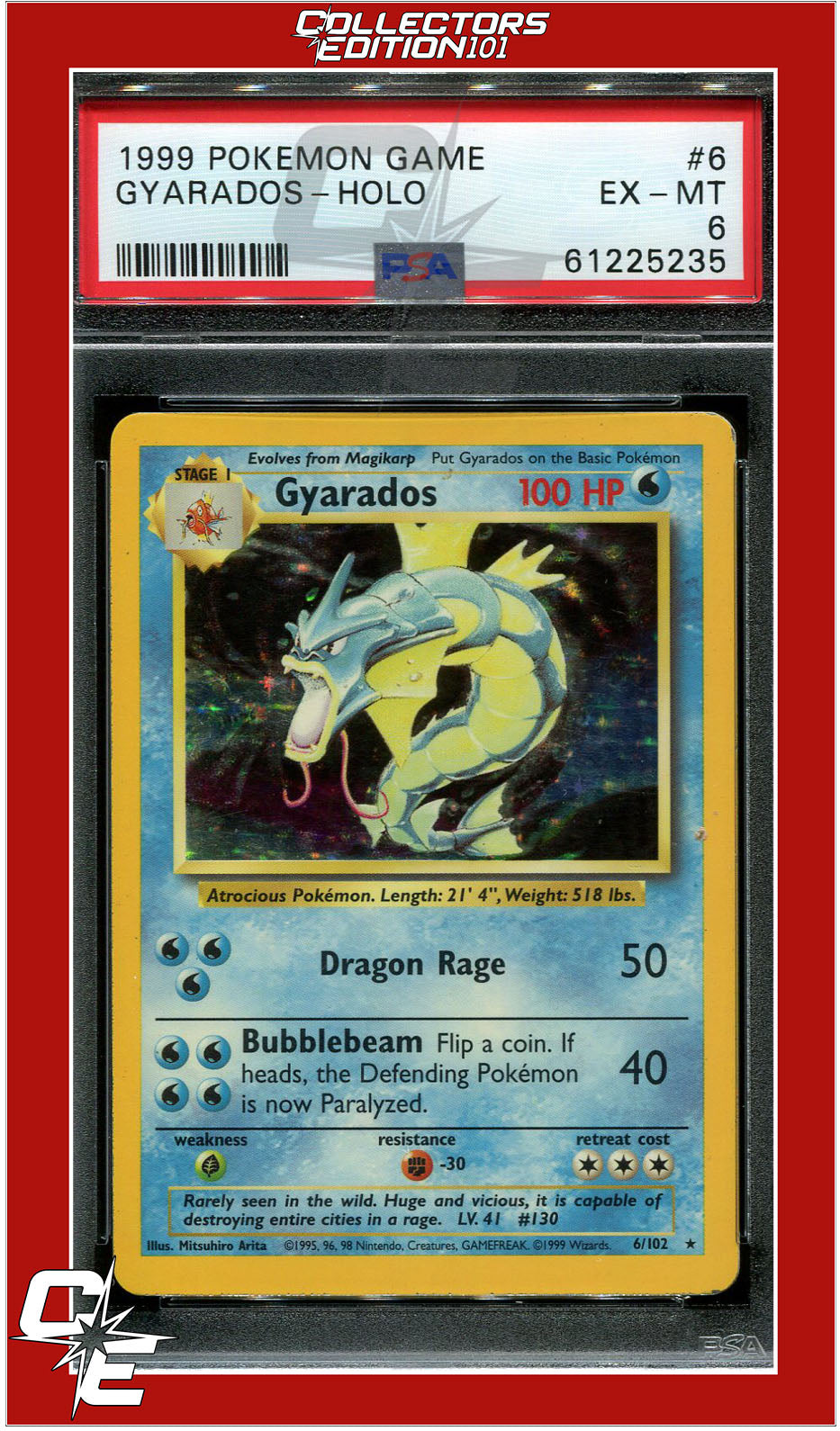 Base Set 6 Gyarados Holo PSA 6