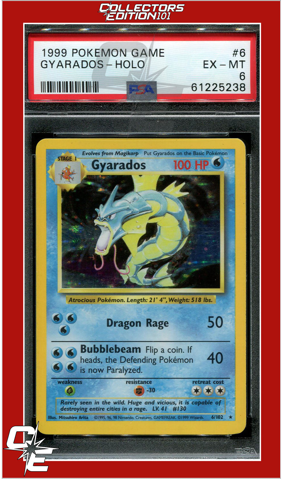 Base Set 6 Gyarados Holo PSA 6