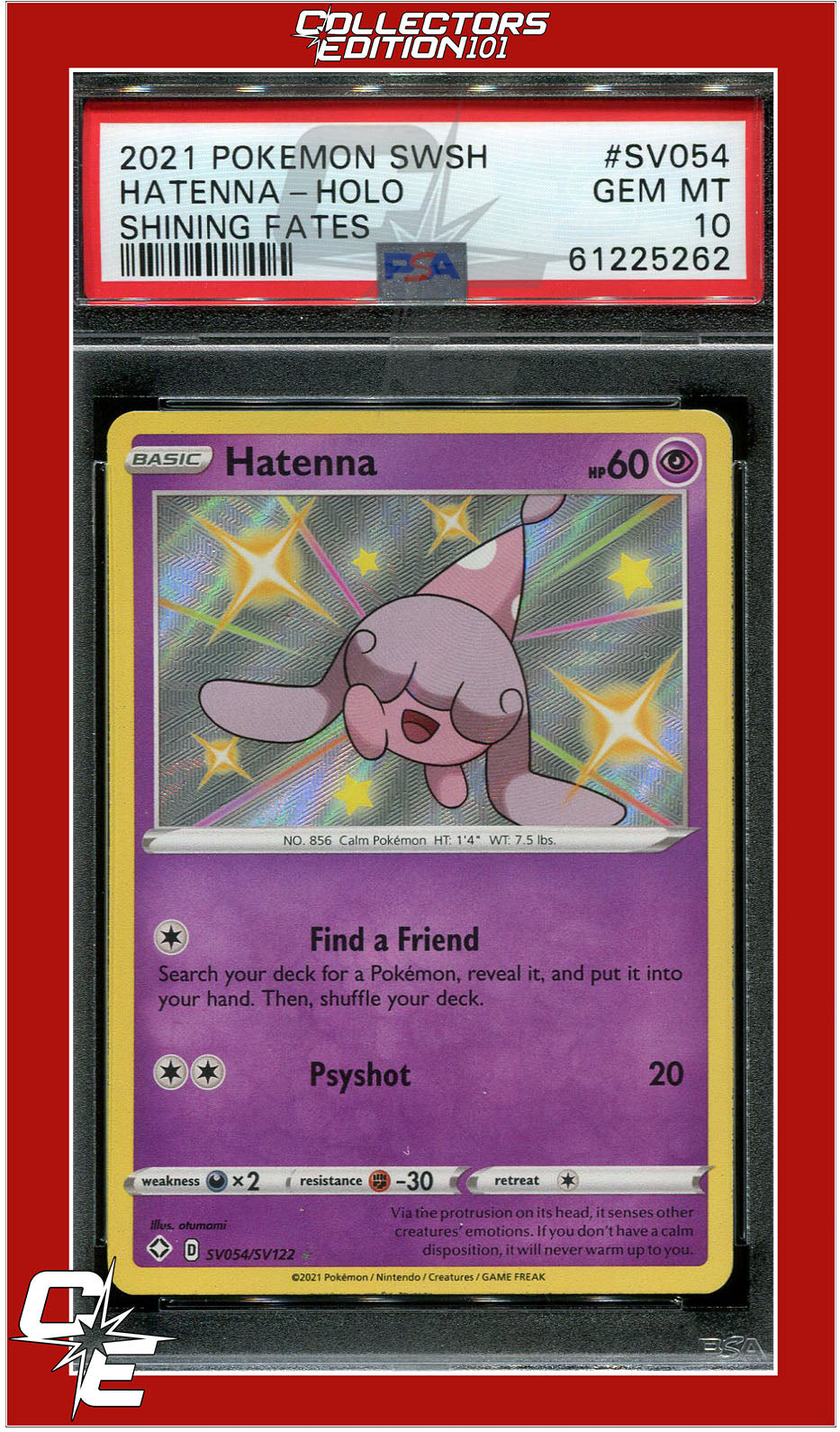 Shining Fates SV054 Hatenna Holo PSA 10