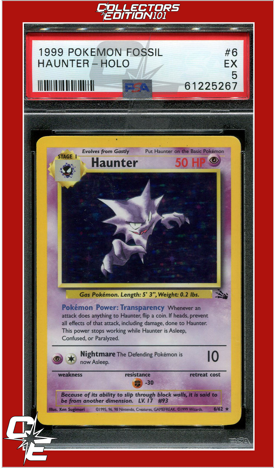 Fossil 6 Haunter Holo PSA 5